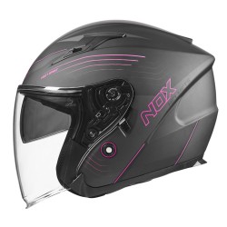 CASQUE JET NOX N128 SPIRIT NOIR MAT ROSE