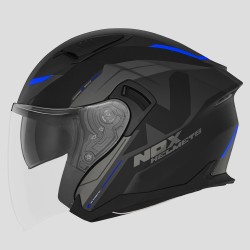 CASQUE JET NOX N130 KLINT NOIR - BLEU