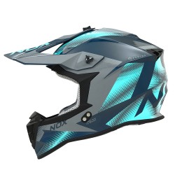 CASQUE CROSS NOX N633 FUSION GRIS - BLEU