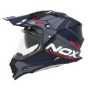 CASQUE CROSS NOX N312 DRONE BLEU MAT ROUGE