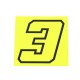 AUTOCOLLANT NUMERO COURSE JAUNE FLUO 10CM