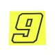 AUTOCOLLANT NUMERO COURSE JAUNE FLUO 10CM
