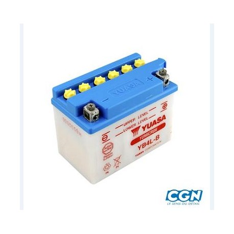 Batterie YUASA YB4L-B 12V 4Ah - Pour Scooter Aprilia 50cc 2 Temps (Amico, Habana, Scarabeo, Sonic, SR...)